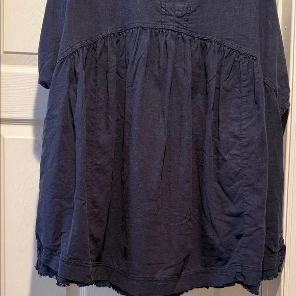 We The Free Navy Oversized Small Babydoll Flowy Relaxed Fit Pockets Linen Blend - Picture 14 of 15